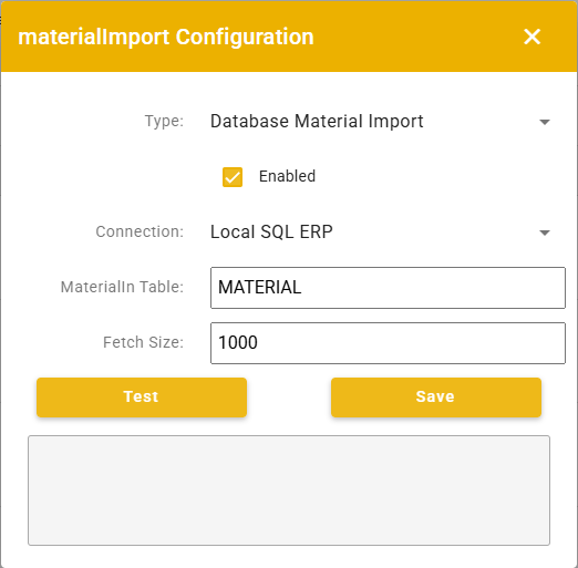 Material Import Configuration
