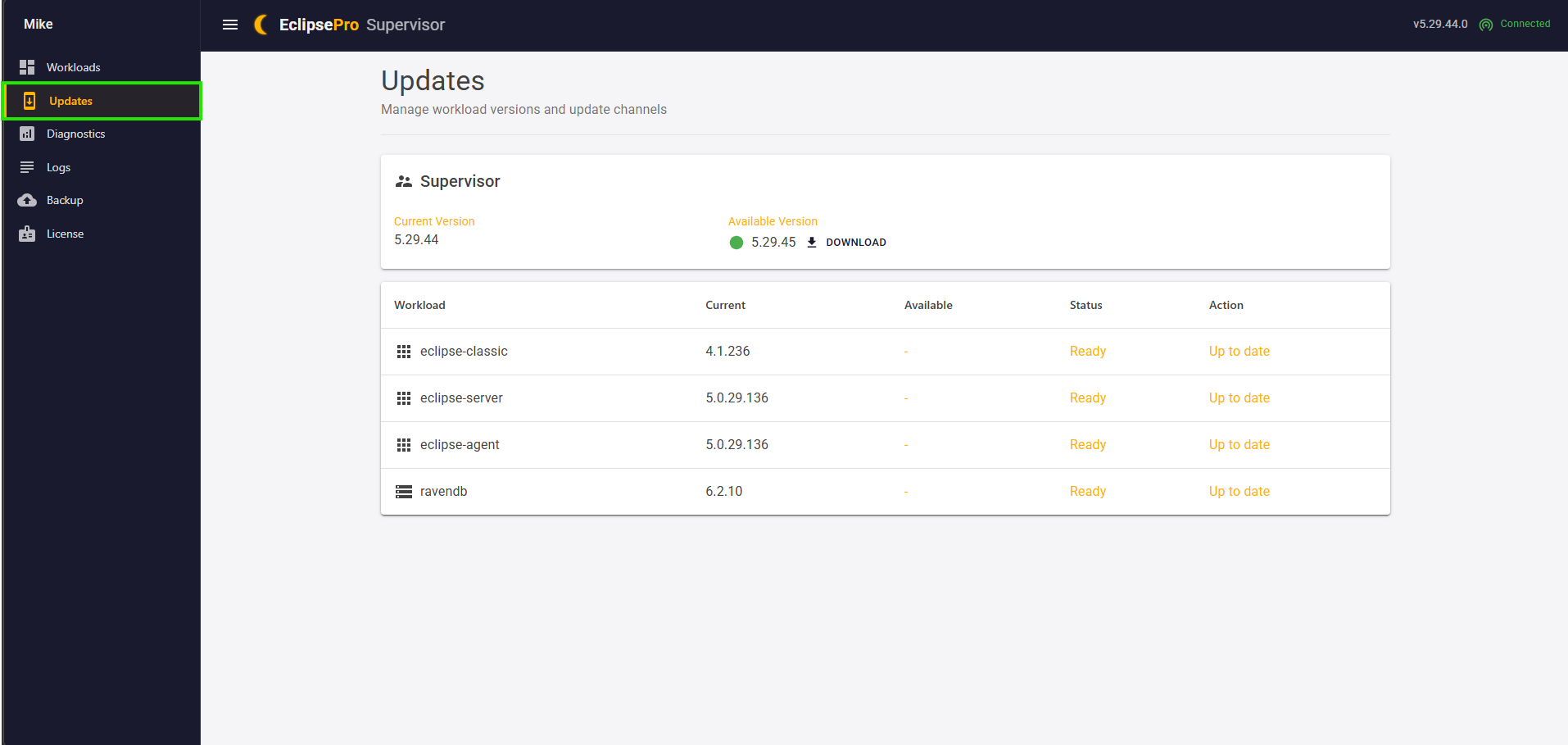 Updates Tab